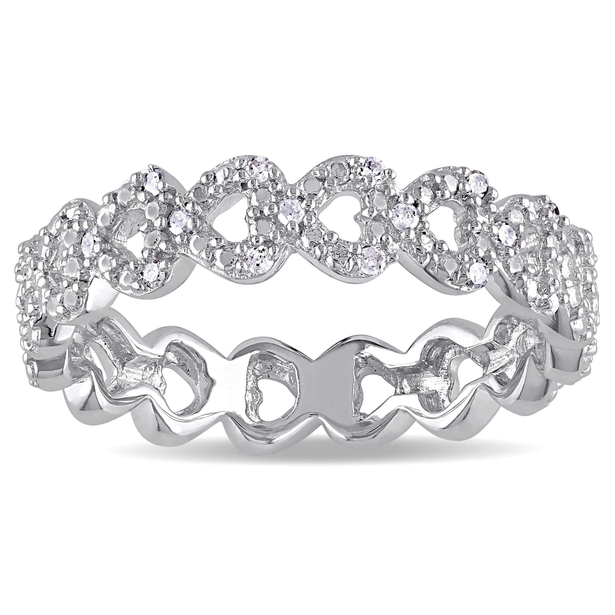 Miadora Sterling Silver Diamond Accent Heart Ring