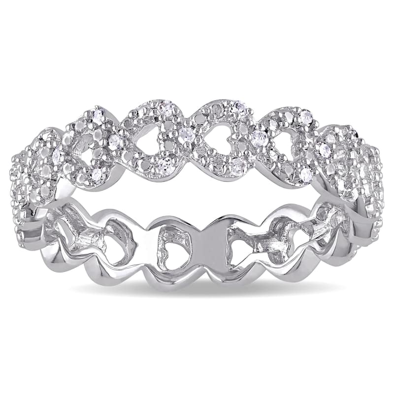 Miadora Sterling Silver Diamond Accent Heart Ring