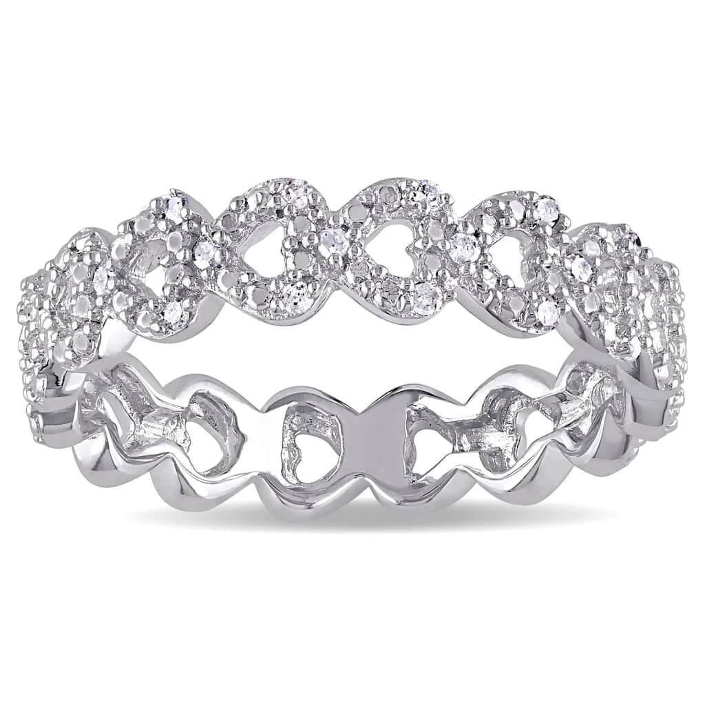 Miadora Sterling Silver Diamond Accent Heart Ring