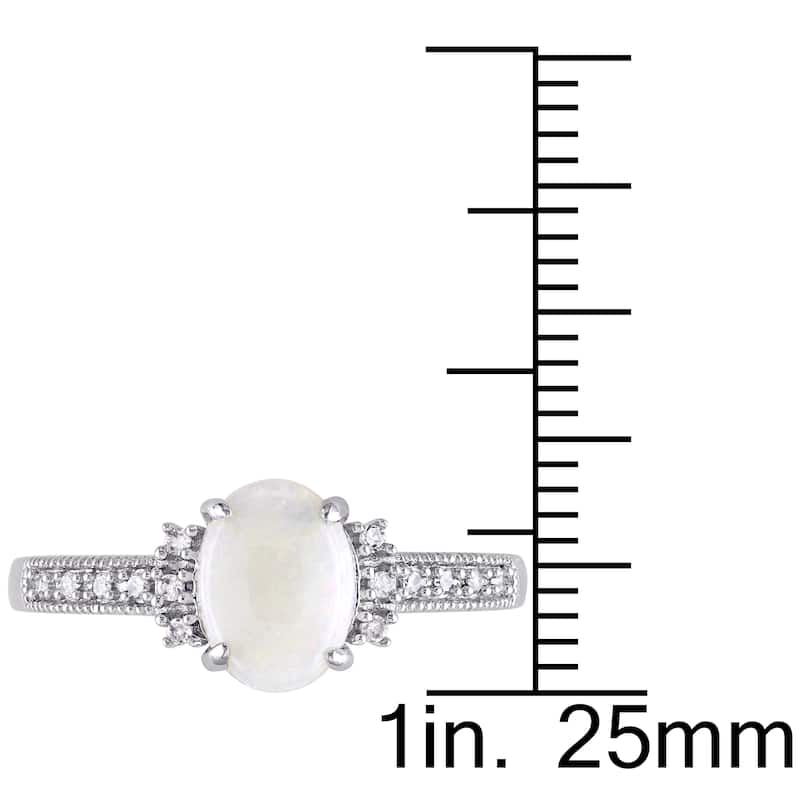 Miadora 10k White Gold Opal and Diamond Accent Cocktail Ring (G-H, I1-I2)