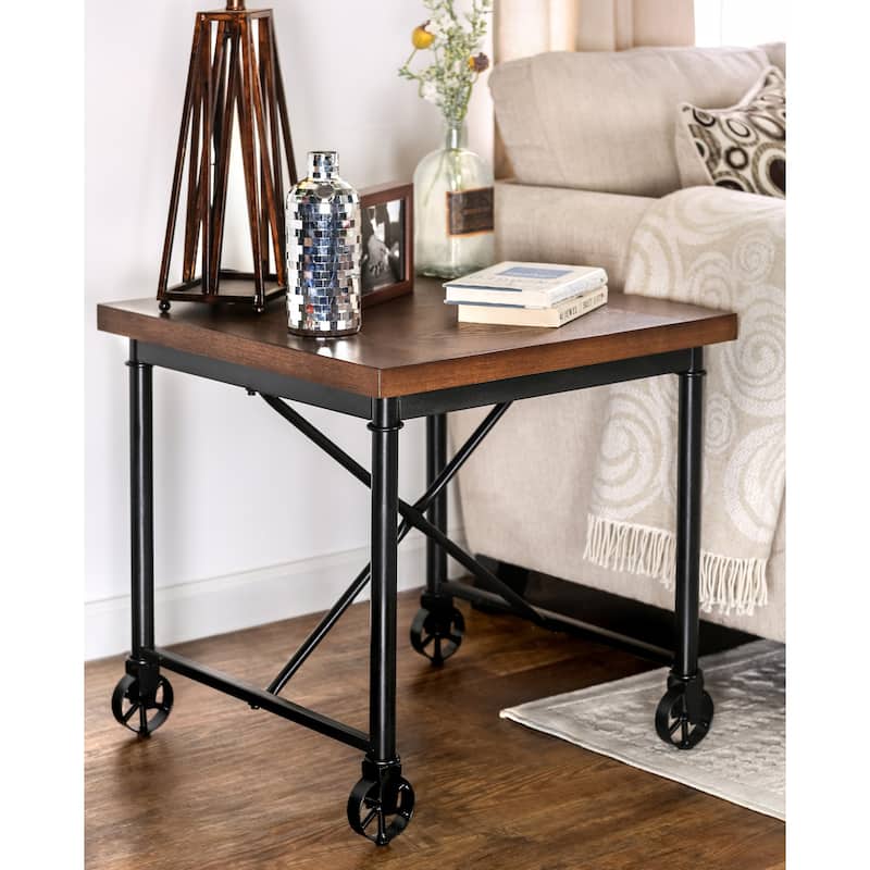 Daimon Industrial Medium Oak 48-inch Metal 3-Piece Accent Table Set by Furniture of America