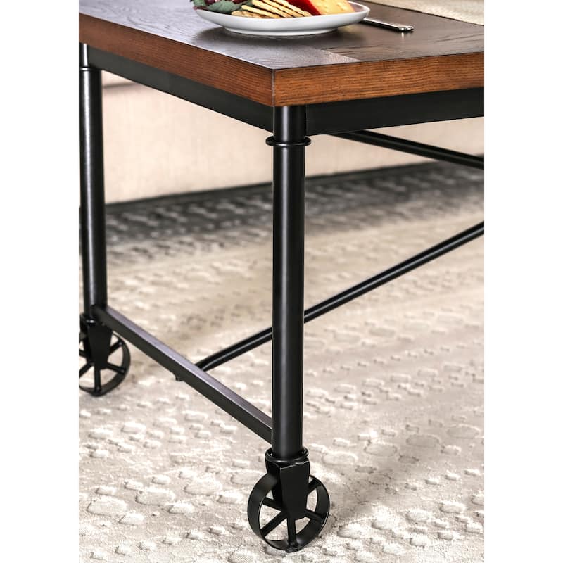 Daimon Industrial Medium Oak 48-inch Metal 3-Piece Accent Table Set by Furniture of America