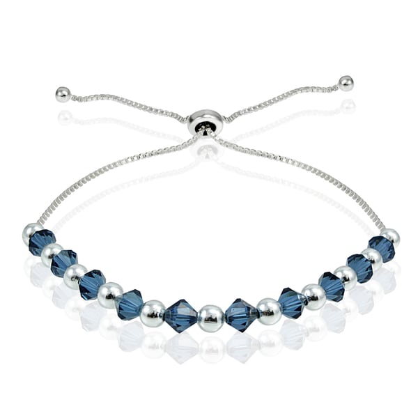Crystal Ice Sterling Silver Swarovski Elements Adjustable Slider Bracelet. Opens flyout.