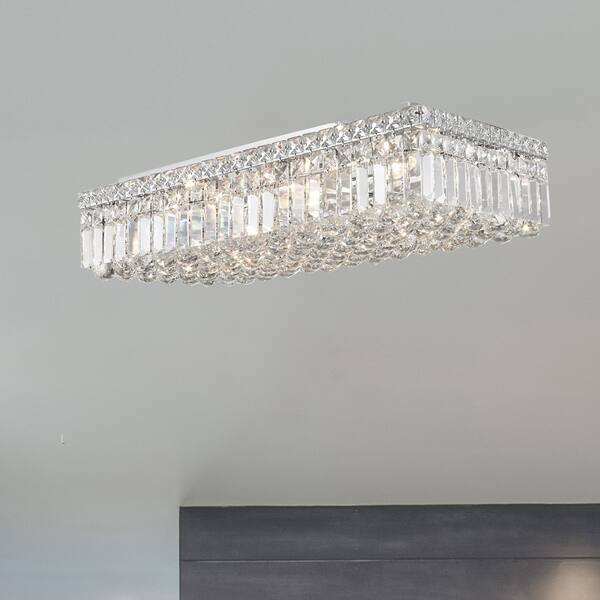 Contemporary 24 Rectangle Shape 6 Light Chrome Canopy And Rectangle Shape 6 Light Chrome Canopy