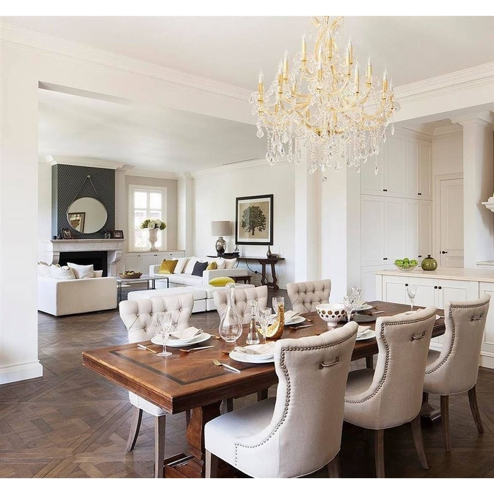 Maria Theresa 28 Light Gold Finish Victorian Grand Crystal Chandelier Three 3 Tier 38 in x 42 in Large (28 Lights Chandelier) - Chandeliers For Bedrooms by Overstock.com