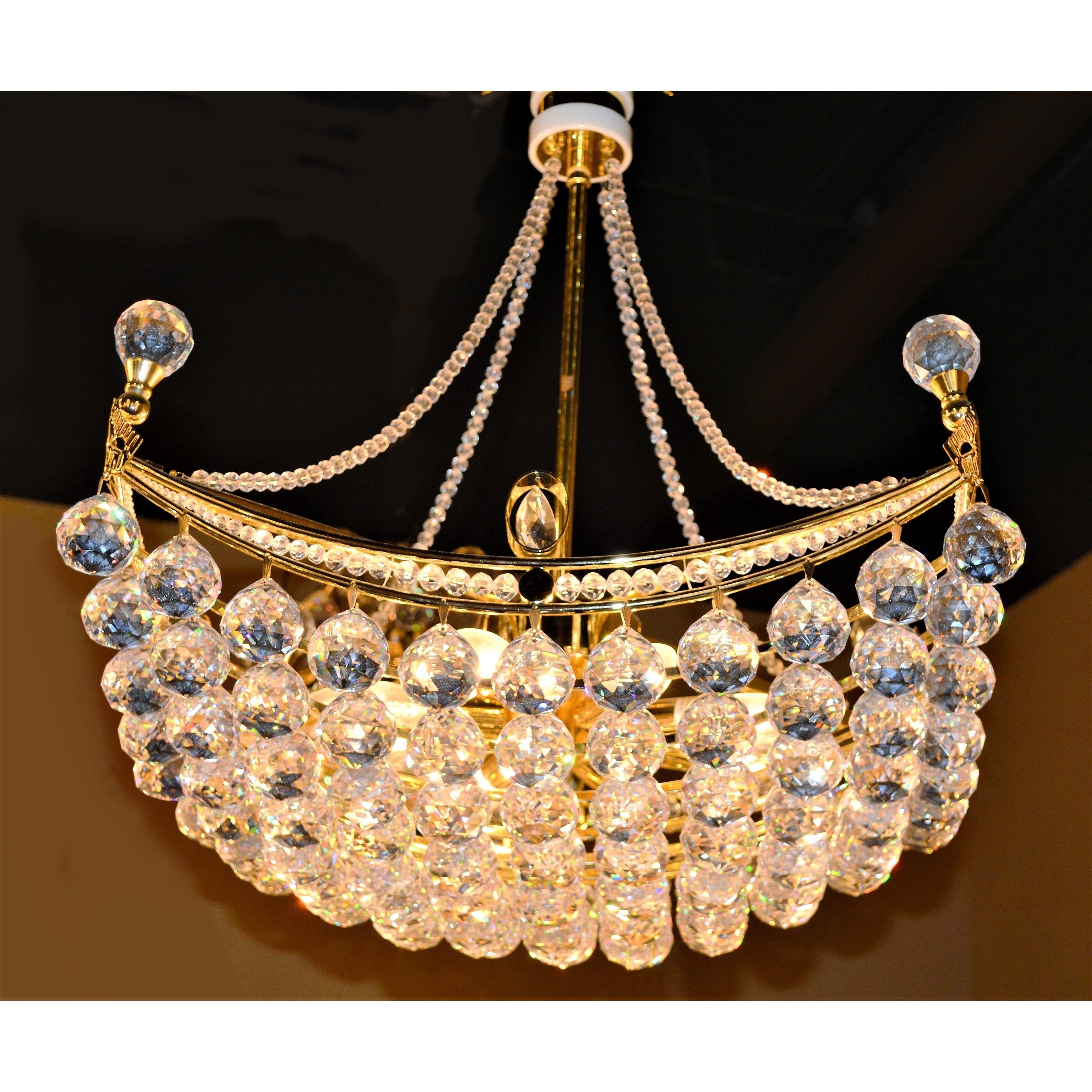 French Empire 8 light Gold Finish Umbrella Crystal Chandelier Large (8 Lights Chandelier) - Chandeliers For Bedrooms by Overstock.com