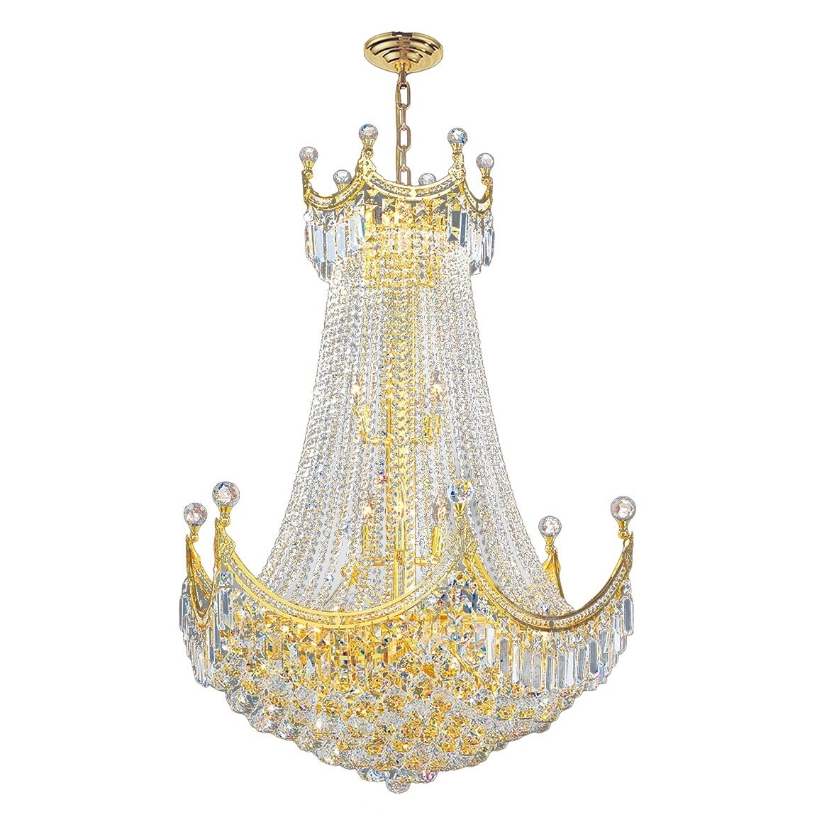 French Empire 15 light Gold Finish Crystal Regal Chandelier Large (15 Lights Chandelier) - Chandeliers For Bedrooms by Overstock.com