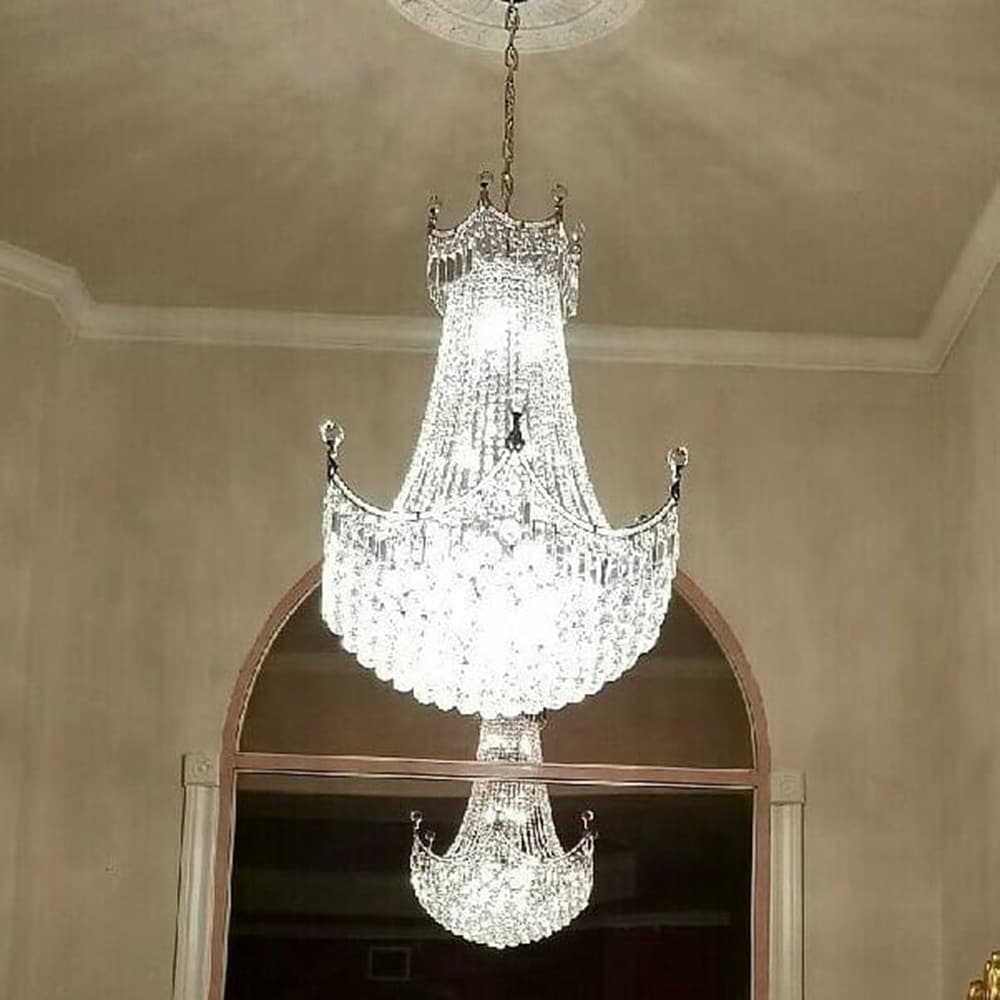 French Empire 24 Light Chrome Finish Crystal Regal Chandelier Large (24 Lights Chandelier) - Chandeliers For Bedrooms by Overstock.com