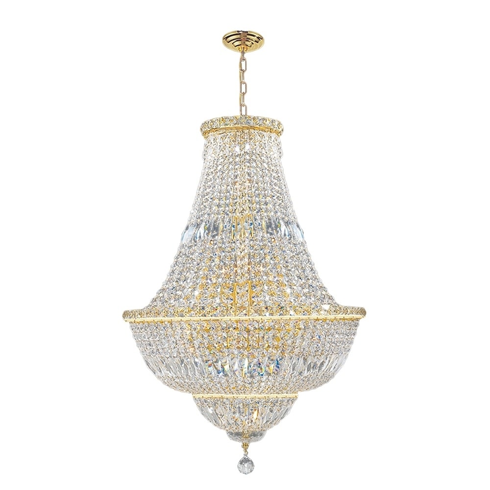 French Empire 15 light Gold Finish Crystal Regal Chandelier Medium (22 Lights Chandelier) - Chandeliers For Bedrooms by Overstock.com