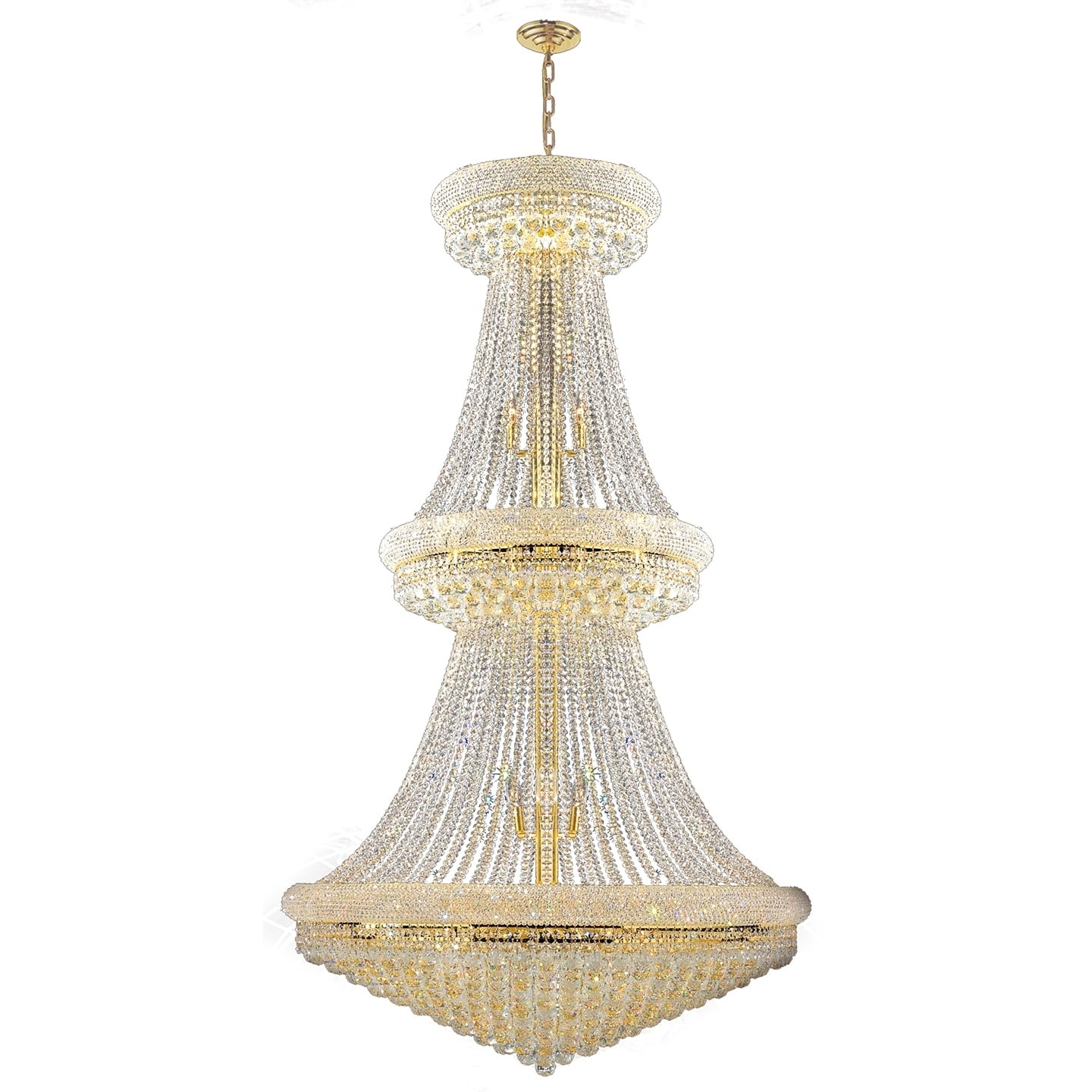 French Empire 38 light Gold Finish Crystal Regal Chandelier Large Two 2 Tier (38 Lights Chandelier) - Chandeliers For Bedrooms by Overstock.com