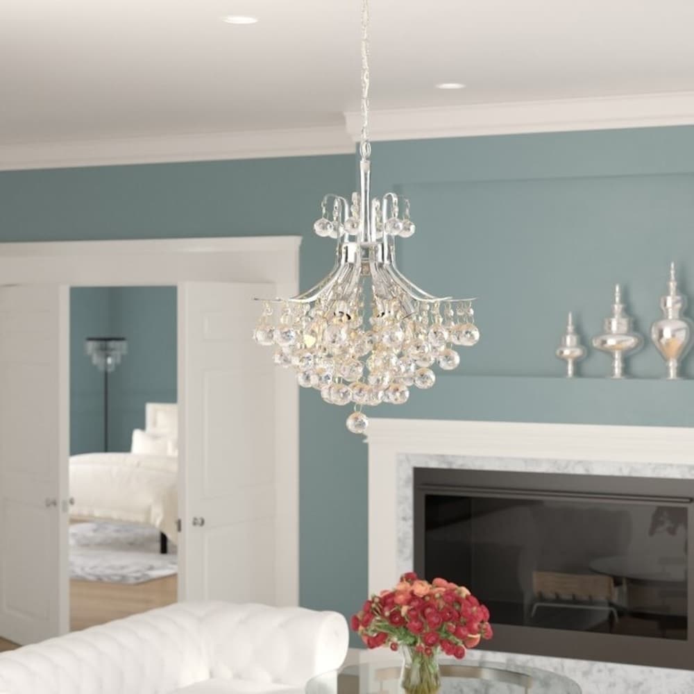 French Empire 6 Light Chrome Finish Clear Crystal Chandelier (6 Lights Chandelier) - Chandeliers For Bedrooms by Overstock.com