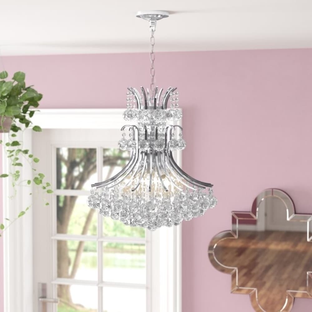 French Empire 9 Light Chrome Finish Clear Crystal Chandelier (9 Lights Chandelier) - Chandeliers For Bedrooms by Overstock.com