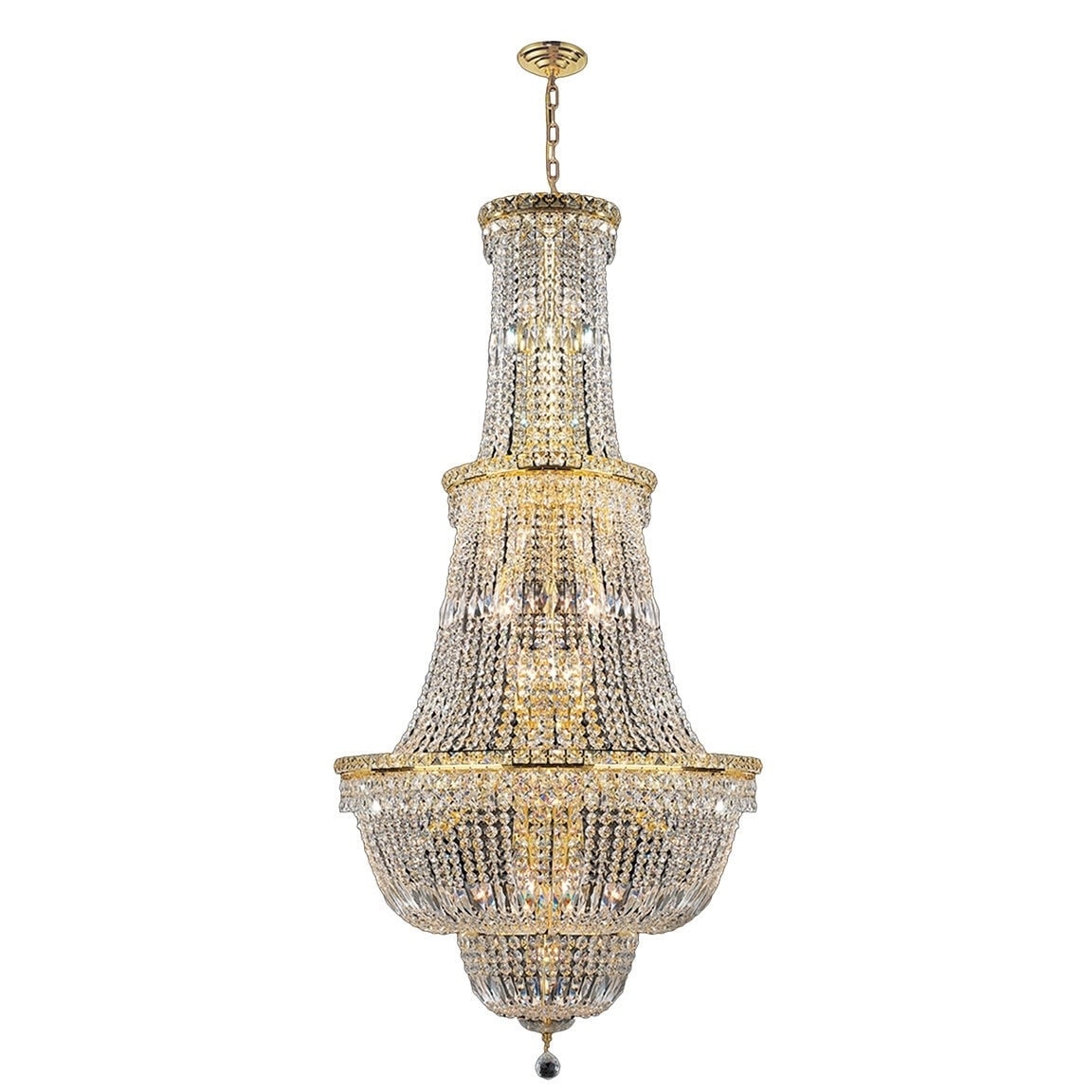 French Empire 34 Light Gold Finish Crystal Regal Chandelier Large (34 Lights Chandelier) - Chandeliers For Bedrooms by Overstock.com