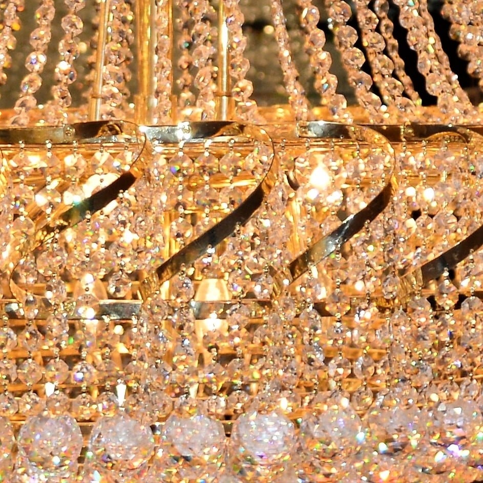 French Empire 11 Light Gold Finish Full Lead Crystal Chandelier 22 in D x 26 in H Medium (11 Lights Chandelier) - Chandeliers For Bedrooms by Overstock.com