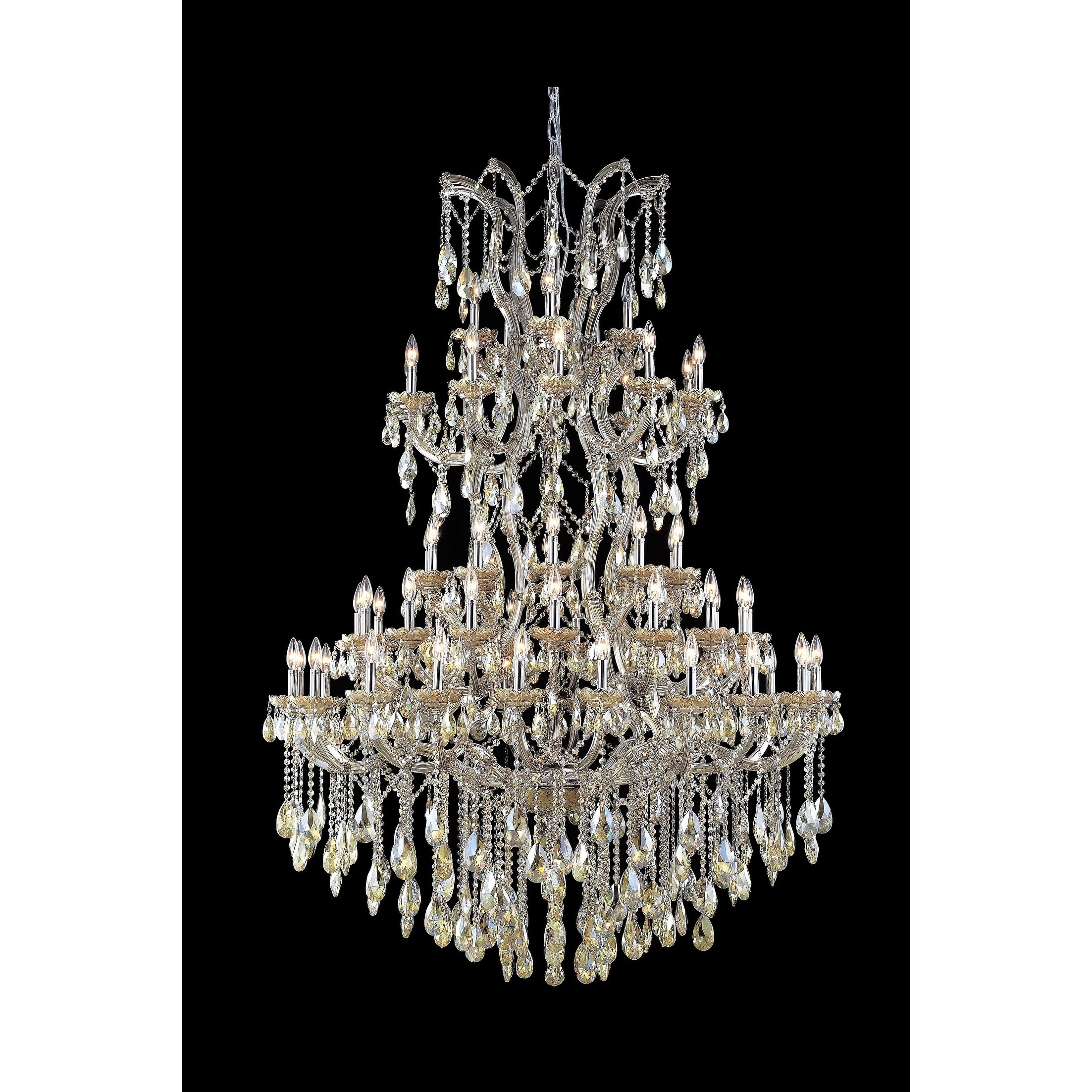 Maria Theresa Grand 61-light Chrome Finish and Golden Teak 4-tier Extra Large Crystal Victorian Chandelier (61 Lights Chandelier) - Chandeliers For Bedrooms by Overstock.com