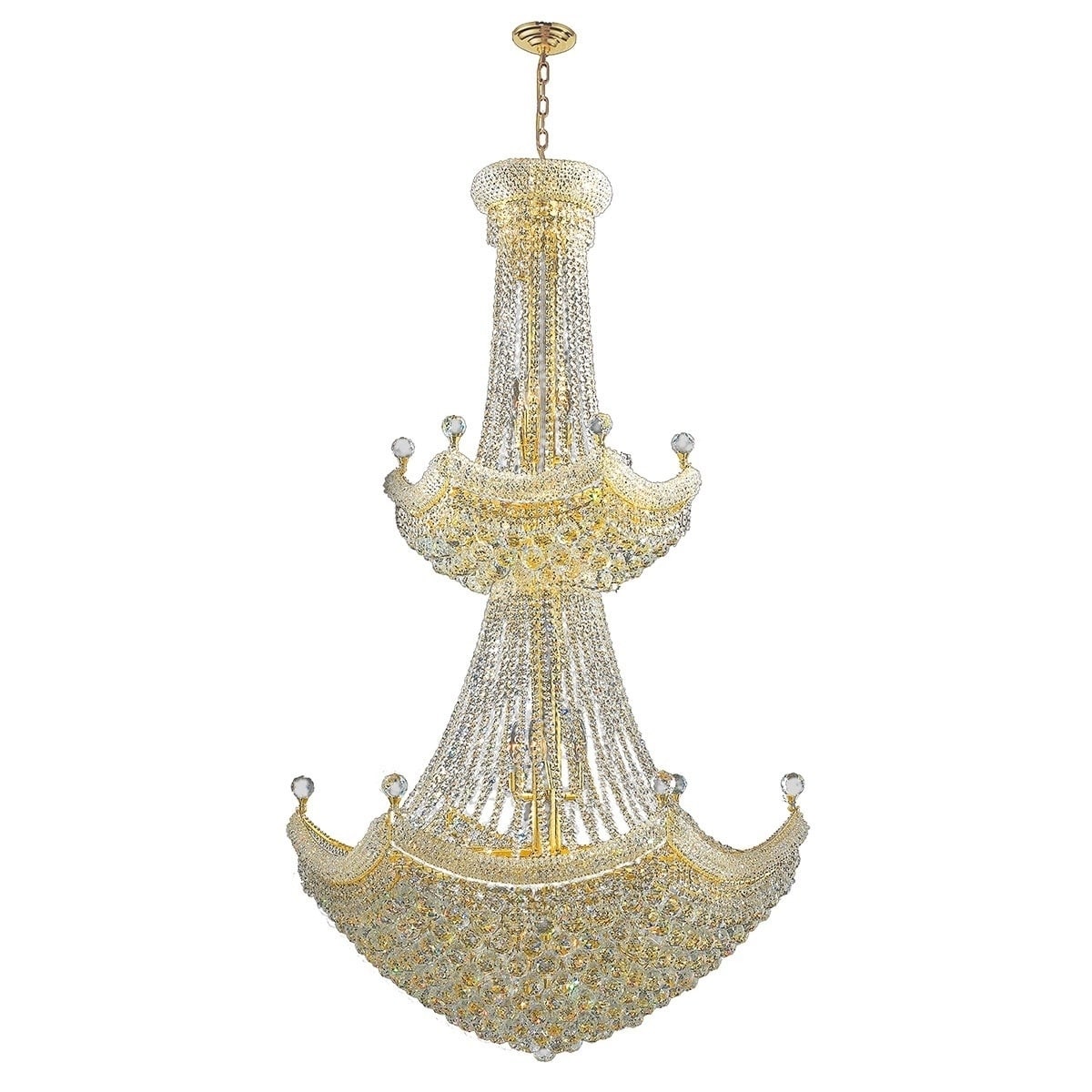 French Empire 32 Light Gold Finish Crystal Regal Chandelier Two 2 Tier Large (32 Lights Chandelier) - Chandeliers For Bedrooms by Overstock.com