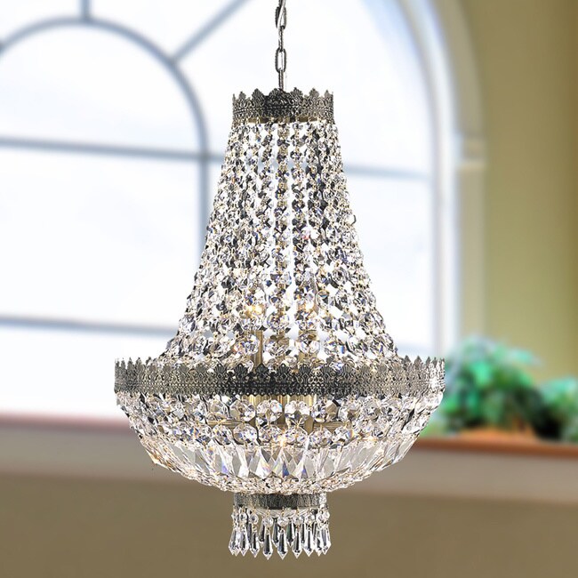 French Basket 6-light 16 inch Antique Bronze Finish Crystal Chandelier (6 Lights Chandelier) - Chandeliers For Bedrooms by Overstock.com