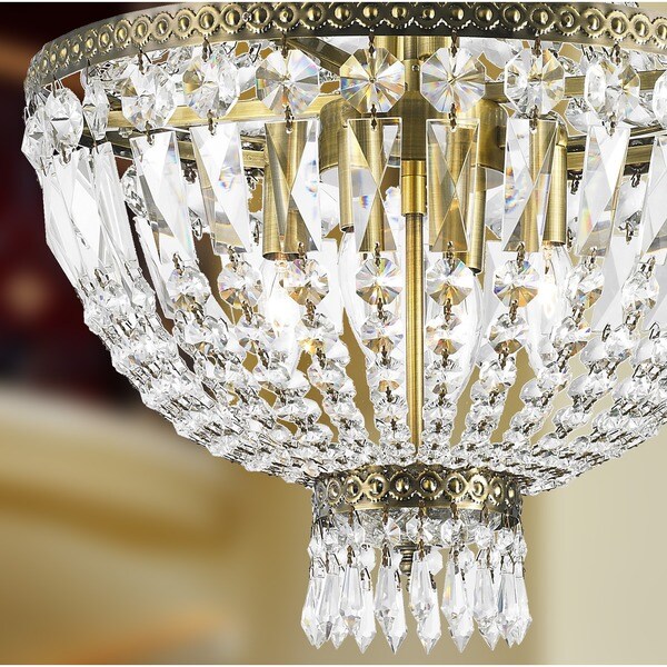 Metro Candelabra 6-light Antique Bronze Finish and Clear Crystal Basket Mini Chandelier