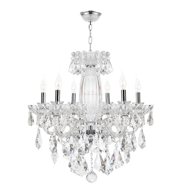 Metro Candelabra 6-light Chrome Finish with Double-cut Crystal Large Chandelier (6 Lights Chandelier) - Chandeliers For Bedrooms by Overstock.com