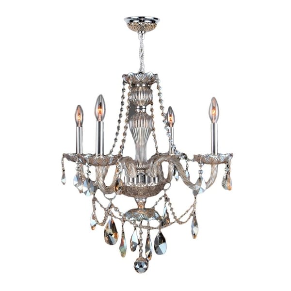 Venetian Italian Style 4 Light Golden Teak Crystal Chandelier Medium 23" x 25"
