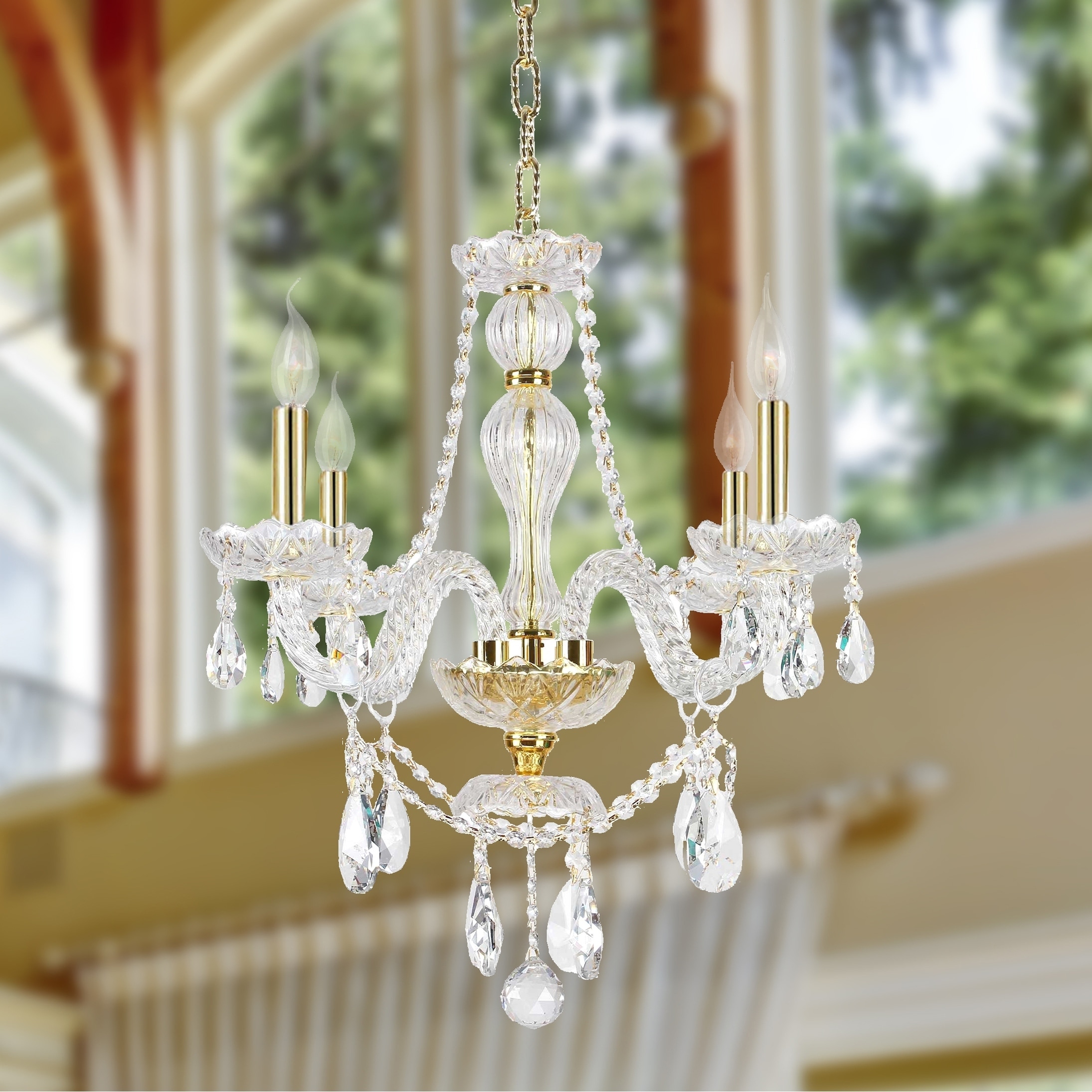 Venetian Italian Style 4 Light Gold Finish Crystal Chandelier Medium 23" x 25" (4 Lights Chandelier) - Chandeliers For Bedrooms by Overstock.com