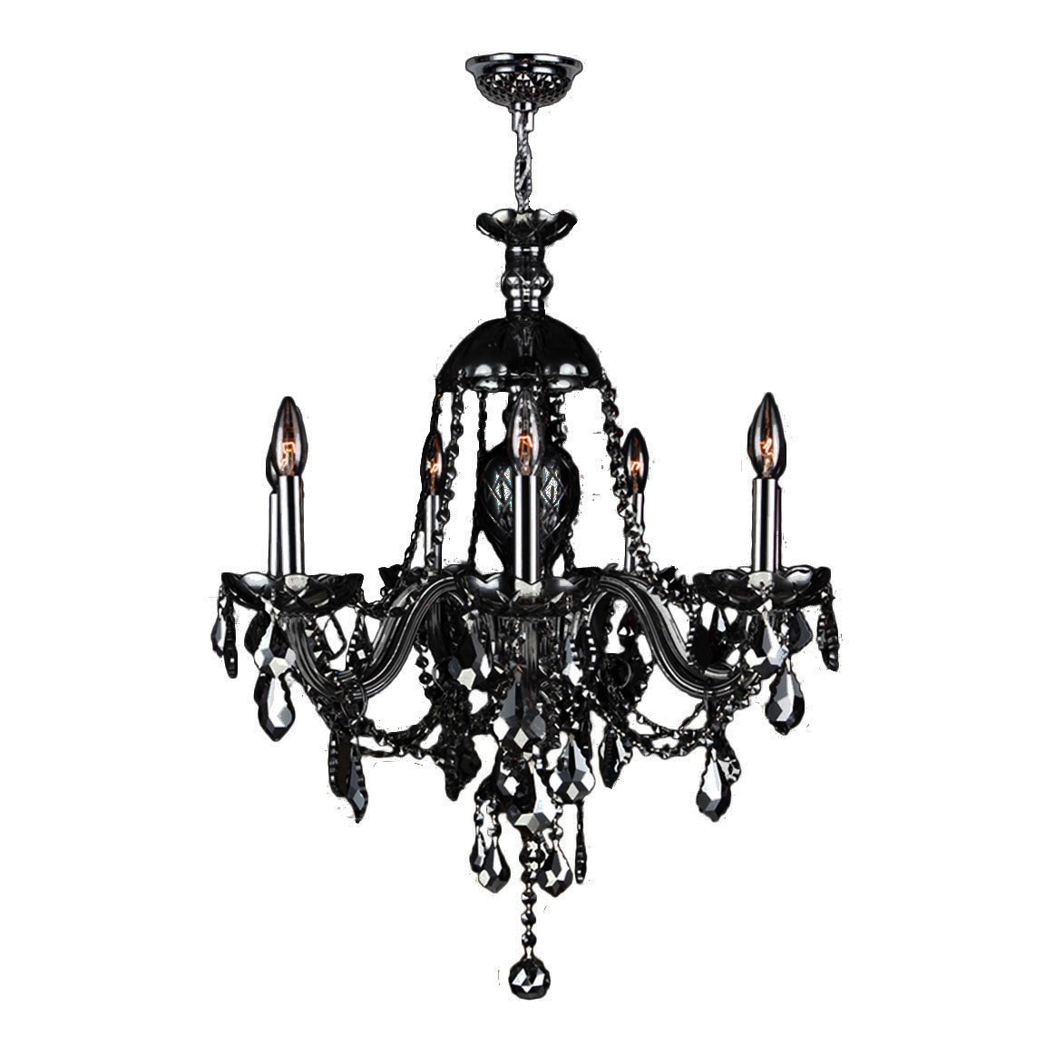 Venetian Italian Style 7 Light Chrome Finish and Black Crystal Chandelier Large 26"" x 28"" (7 Lights Chandelier) - Chandeliers For Bedrooms by Overstock.com