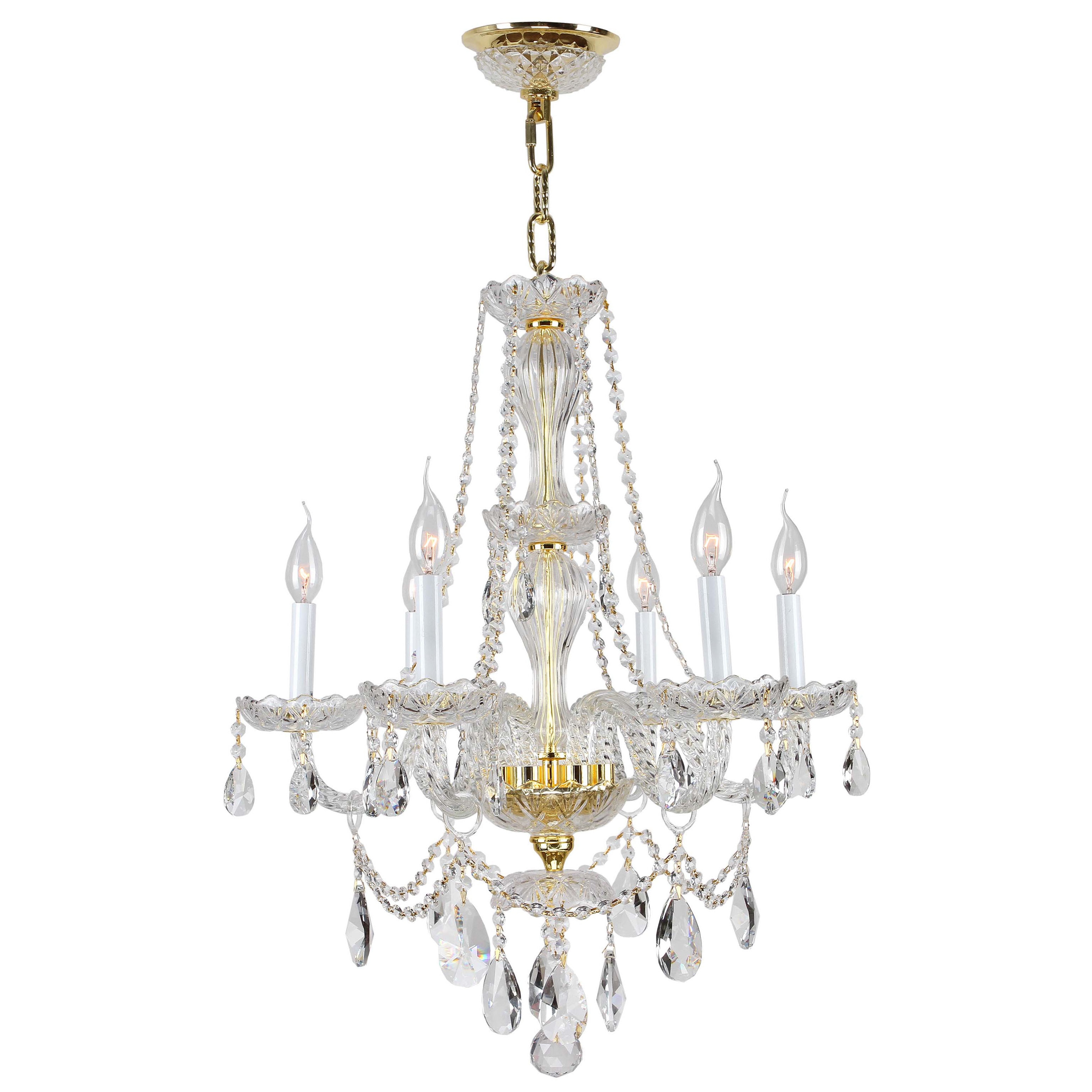 Venetian Italian Style 6 Light Gold Finish and Clear Crystal Chandelier Medium 23" x 31" (6 Lights Chandelier) - Chandeliers For Bedrooms by Overstock.com