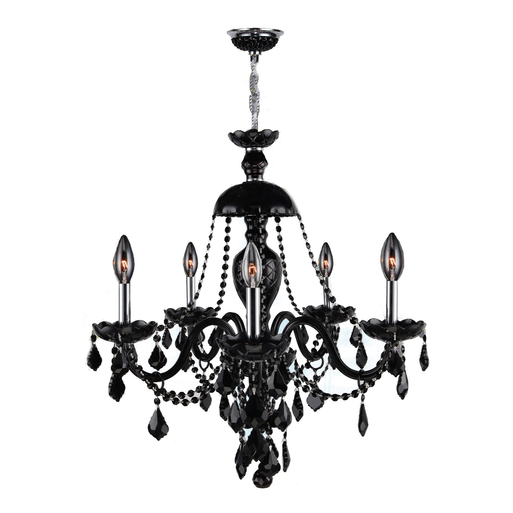 Venetian Italian Style 12 Light Chrome Finish and Black Crystal Chandelier Large 28" x 31" (12 Lights Chandelier) - Chandeliers For Bedrooms by Overstock.com