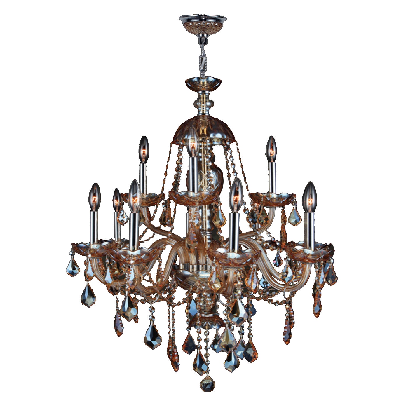 Venetian Italian Style 12-light Chrome Finish and Amber Crystal Large 28 x 31-inch 2-tier Chandelier (12 Lights Chandelier) - Chandeliers For Bedrooms by Overstock.com