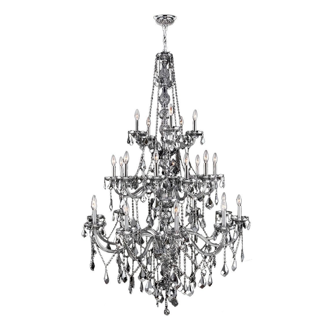 Venetian Italian Style 25-light Chrome Finish and Chrome 3-tier Extra Large 43 x 68-inch Crystal Chandelier (25 Lights Chandelier) - Chandeliers For Bedrooms by Overstock.com