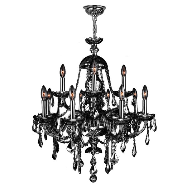 Venetian Italian Style 12 Light Chrome Finish And Smoke Crystal Venetian Italian Style 12 Light Chrome Finish And Smoke Crystal Chandelier Large 28