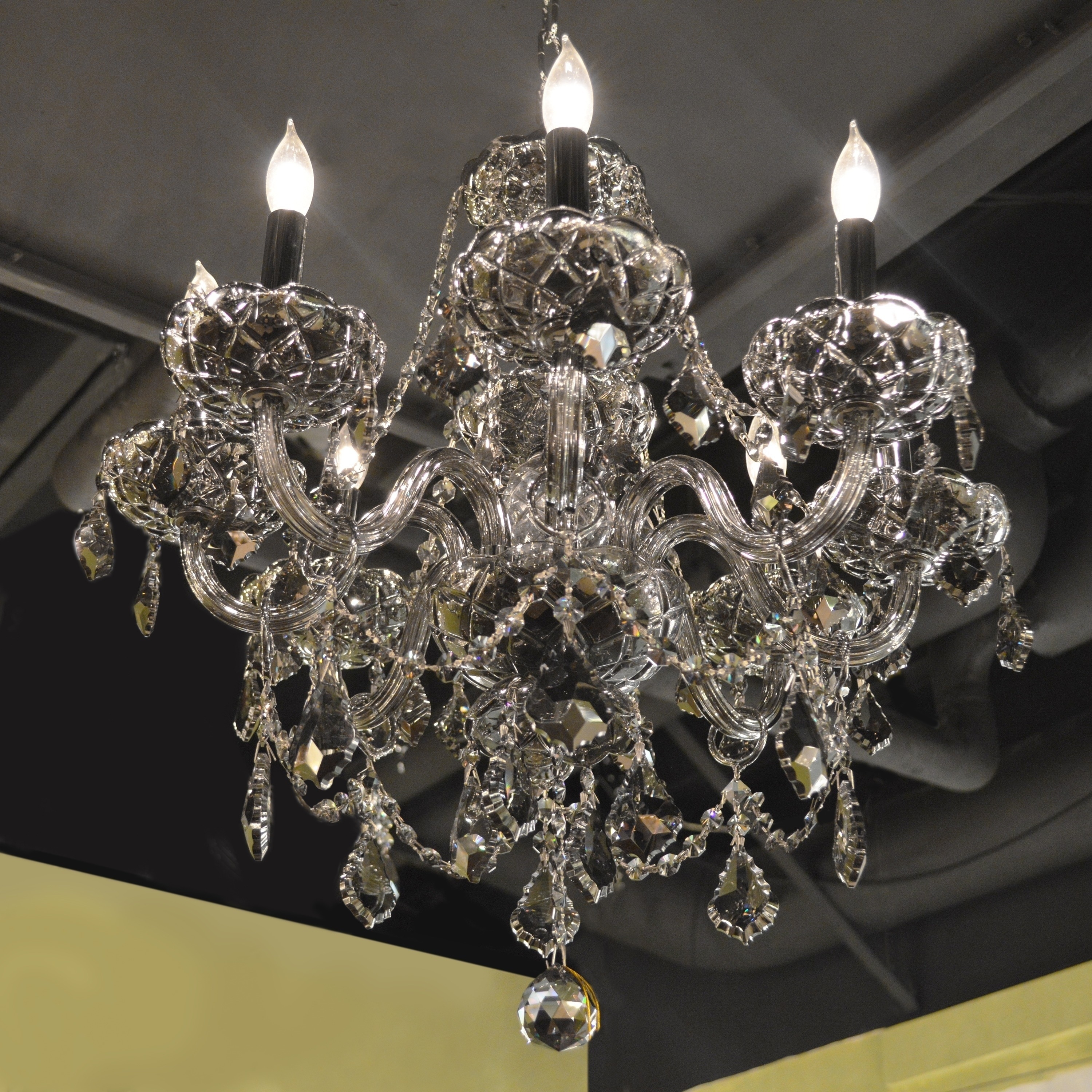 Venetian Italian Style 8 Light Chrome Finish and Smoke Crystal Chandelier Medium 20" x 20" (8 Lights Chandelier) - Chandeliers For Bedrooms by Overstock.com
