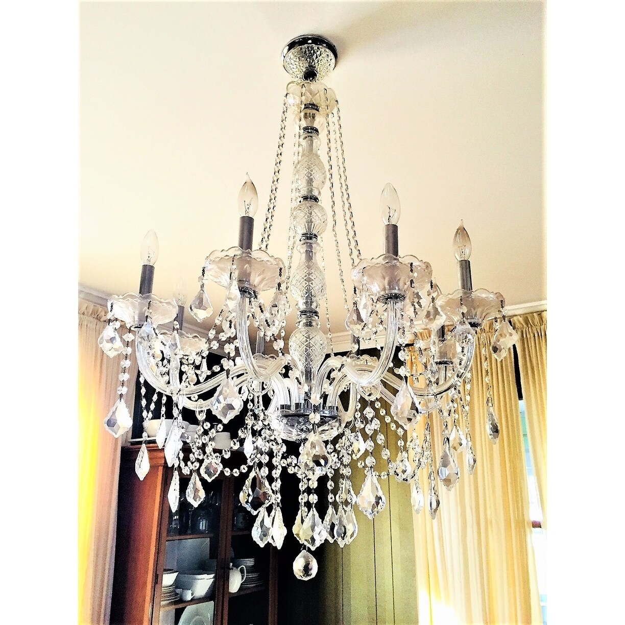 Venetian Italian Style 8 Light Chrome Finish and Clear Crystal Chandelier Large 28" x 34" (8 Lights Chandelier) - Chandeliers For Bedrooms by Overstock.com
