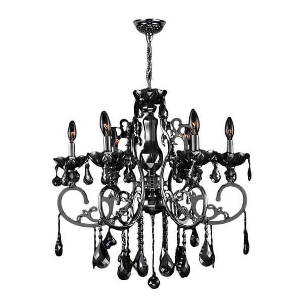 French Scroll Collection 6 Light Chrome Finish And Black Crystal French Scroll Collection 6 Light Chrome Finish And Black Crystal Chandelier Large 26