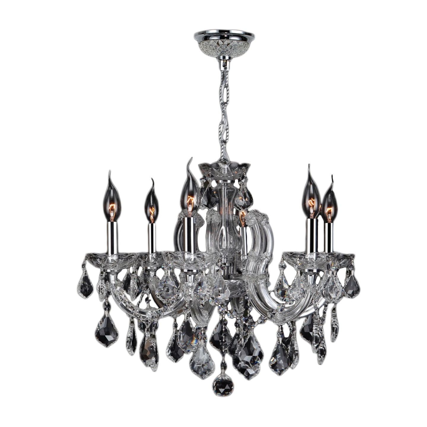 Maria Theresa 6 Light Clear Crystal Glam Chandelier Medium 20" x 20" (6 Lights Chandelier) - Chandeliers For Bedrooms by Overstock.com
