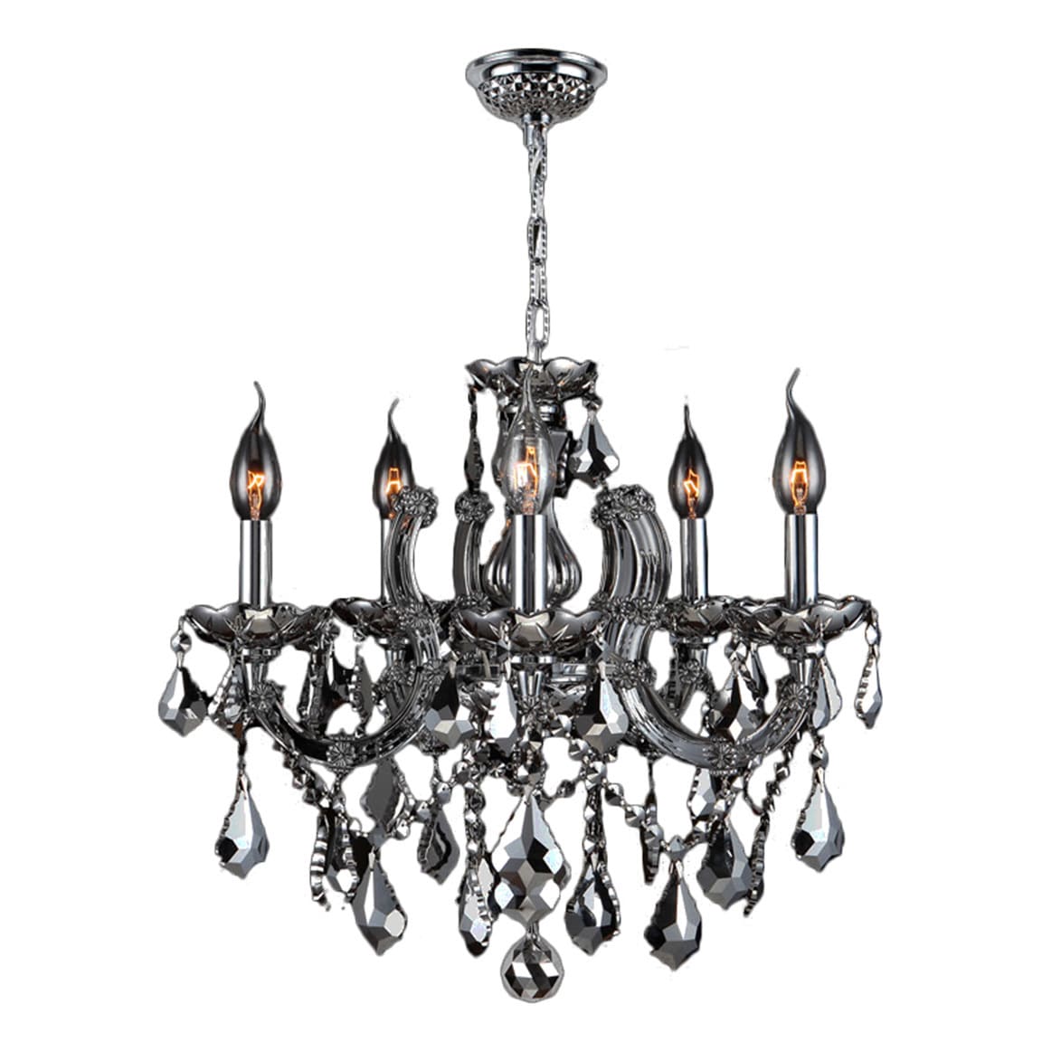 Maria Theresa 8 Light Chrome Finish and Chrome Crystal Glam Chandelier Medium 22" x 22" (8 Lights Chandelier) - Chandeliers For Bedrooms by Overstock.com