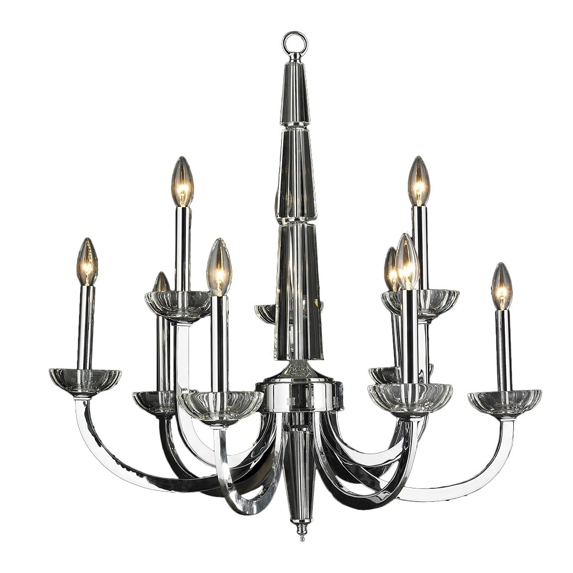 Contemporary 9 Light Crystal Candle Candelabra Chandelier Two Tier Large 29 in Dia x 30 in Tall (9 Lights Chandelier) - Chandeliers For Bedrooms by Overstock.com