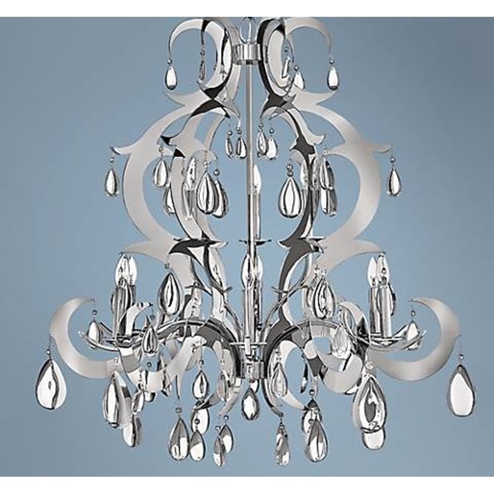 Mid Century Modern 9 Light Scroll Chandelier Large 24"x25" (9 Lights Chandelier) - Chandeliers For Bedrooms by Overstock.com