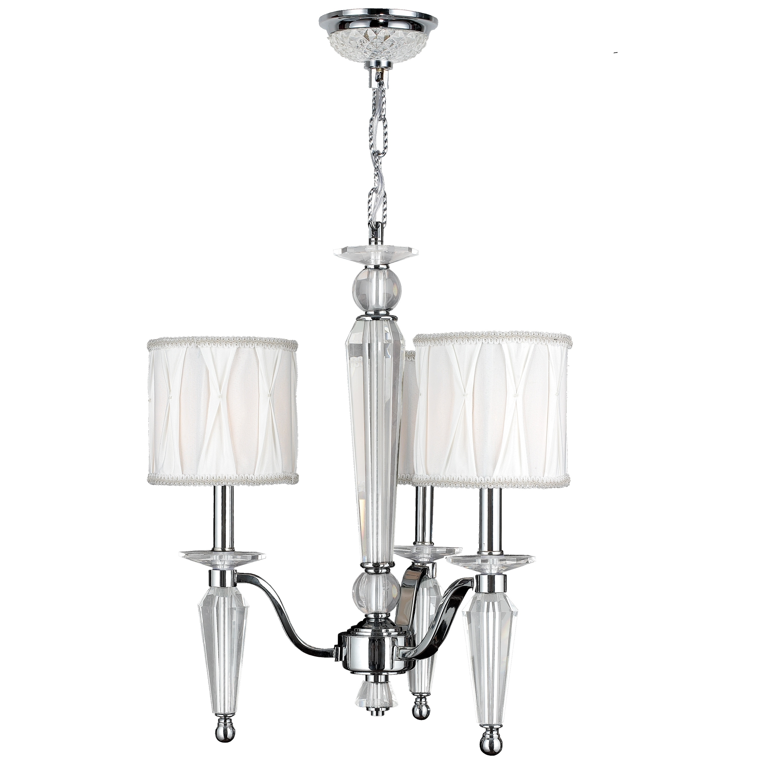 Elegant Glam 3 Light Crystal Chandelier with Ivory Fabric Drum Shade 18 in Dia x 20 in Tall (3 Lights Chandelier) - Chandeliers For Bedrooms by Overstock.com