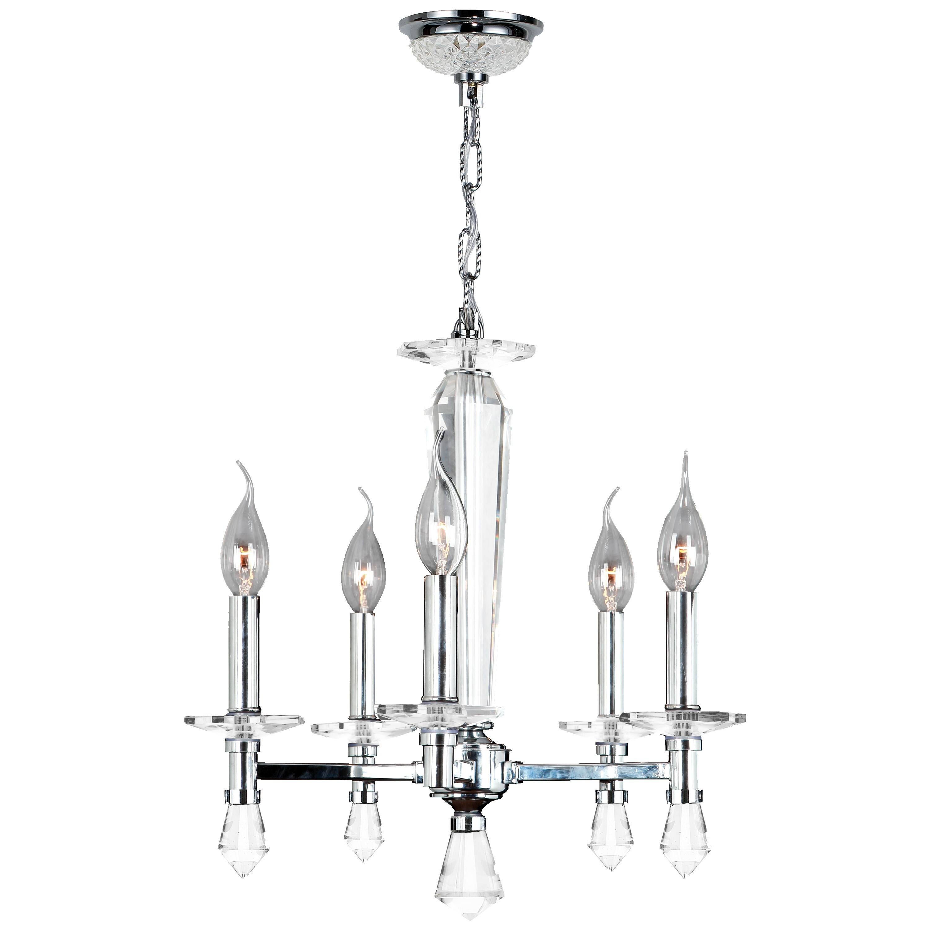 Contemporary 5 Light Chrome Finish Crystal Candle Mini Chandelier 16"x18" Small (5 Lights Chandelier) - Chandeliers For Bedrooms by Overstock.com