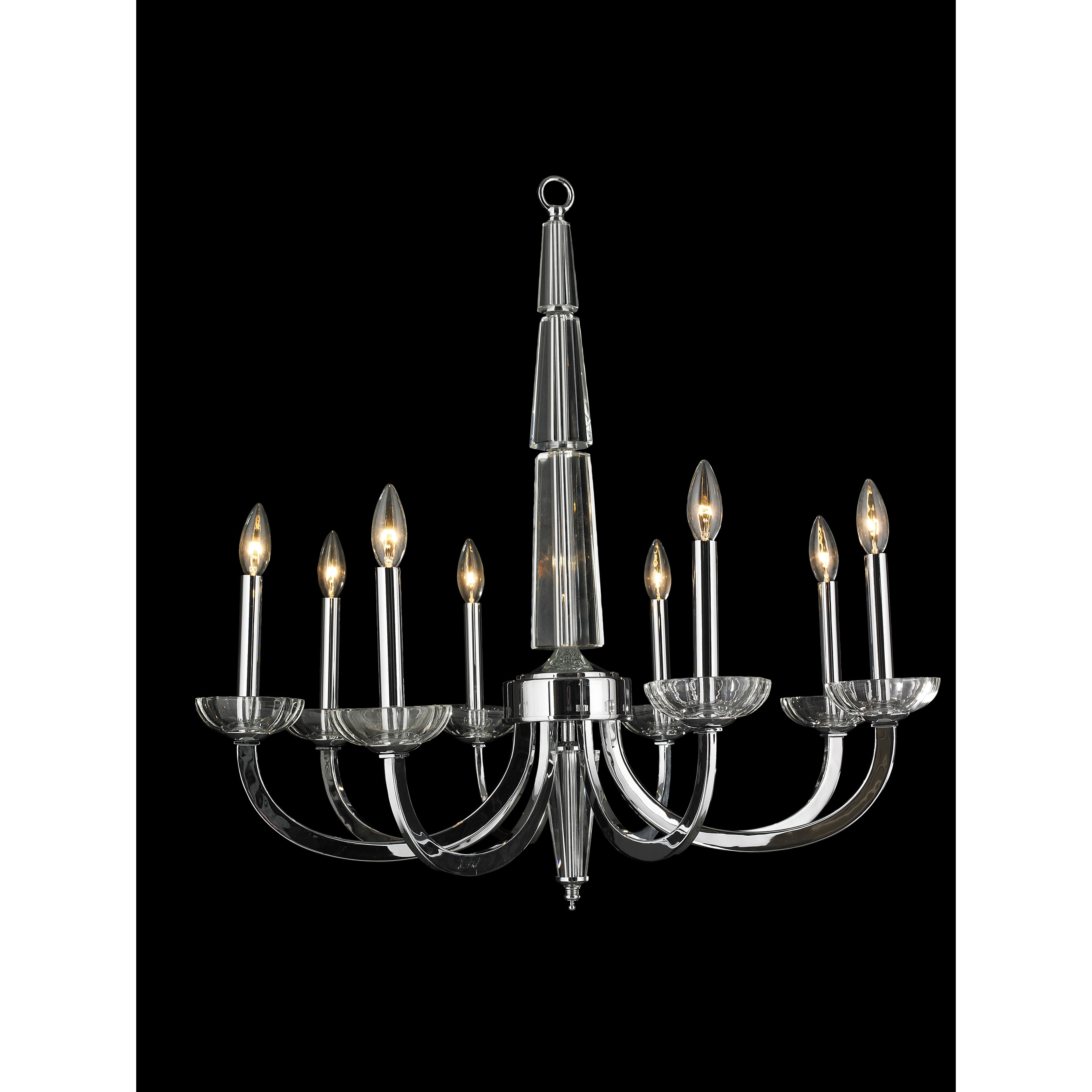 Shop Contemporary 8 Light Arm Chrome Finish Crystal Candle