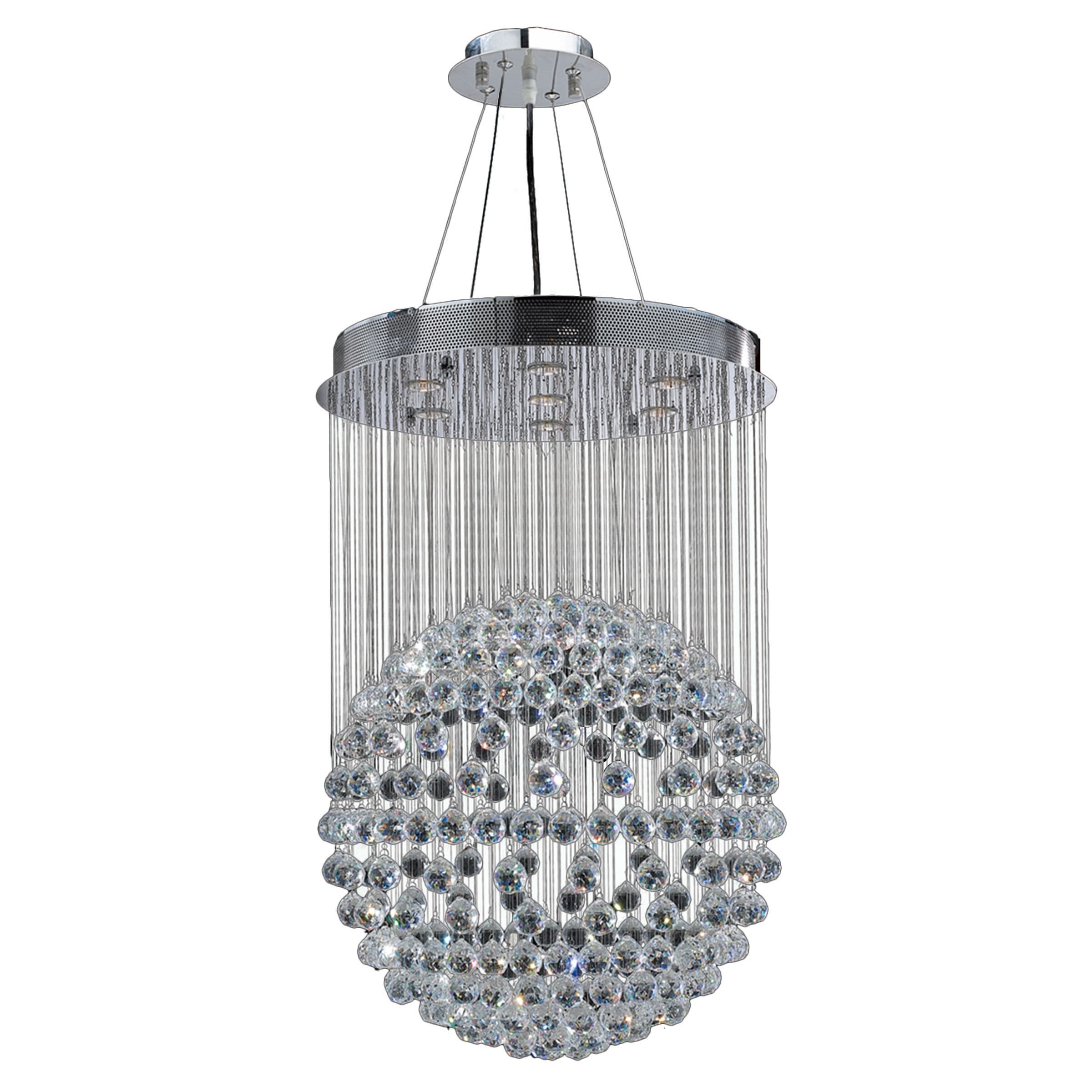 Galaxy 7 Light Chrome Finish and Clear Crystal Modern Chandelier Medium 24" x 36" (7 Lights Chandelier) - Chandeliers For Bedrooms by Overstock.com