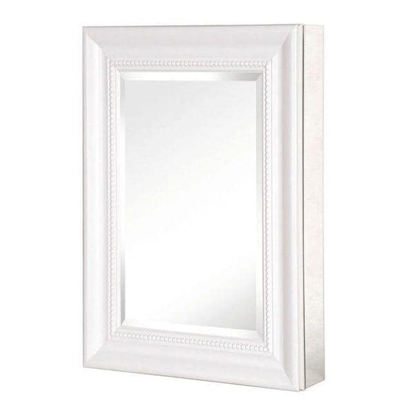 15 inch x 26 inch Recessed or Surface Mount Mirrored Medicine Cabinet with Deco Framed Door in White a03cb1e2 6807 4897 98fd 0d2399f0aefd_600