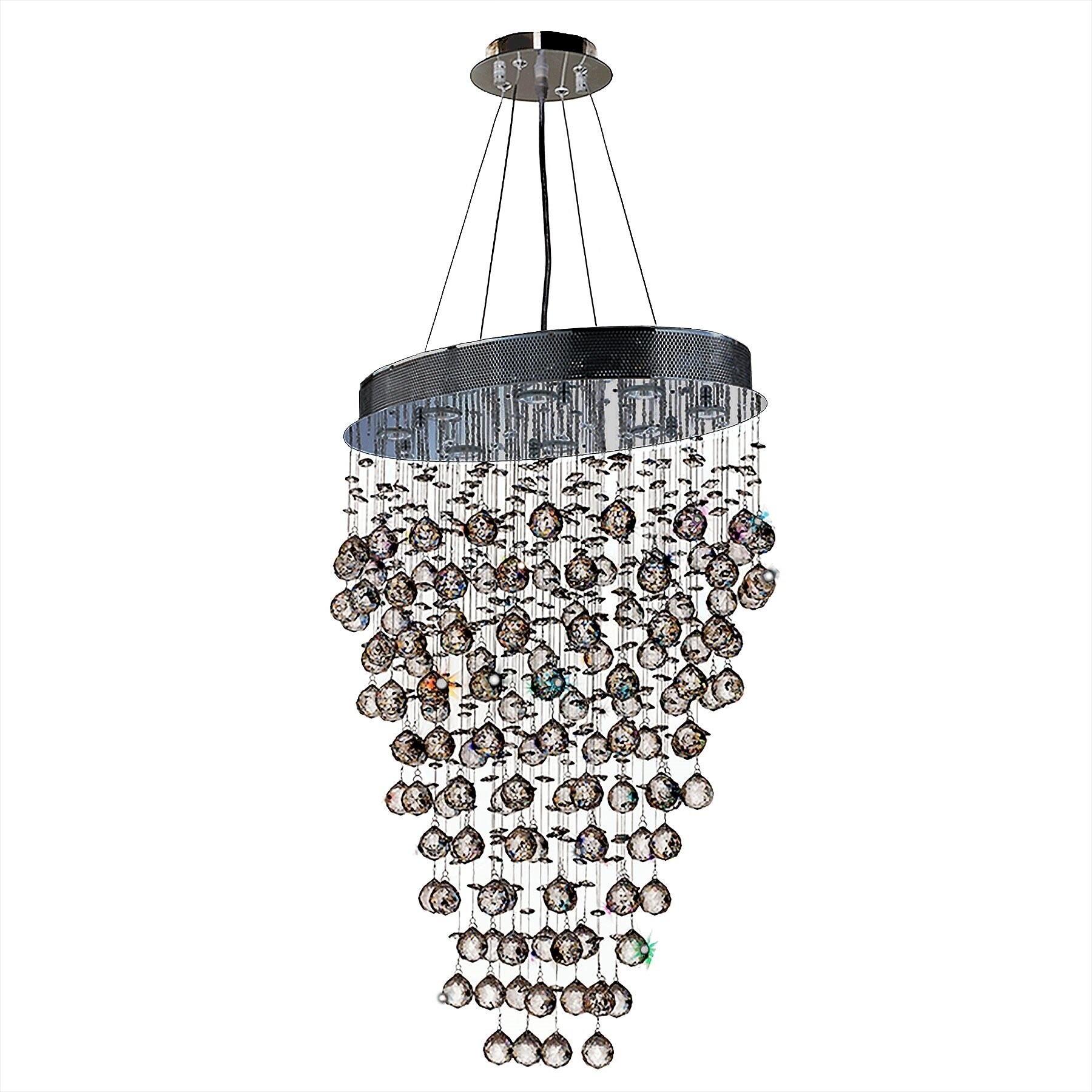 Modern Contemporary 8 Light Chrome Finish and Clear Crystal Ball Prism Chandelier Large 24" Oval Shape (8 Lights Chandelier) - Chandeliers For Bedrooms by Overstock.com