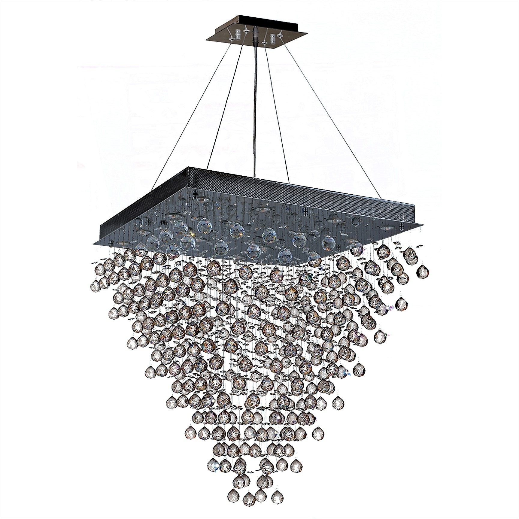 Modern Contemporary 16 Light Crystal Ball Prism Pendant Chandelier Large 32" Square Shape x 36" Tall (16 Lights Chandelier) - Chandeliers For Bedrooms by Overstock.com