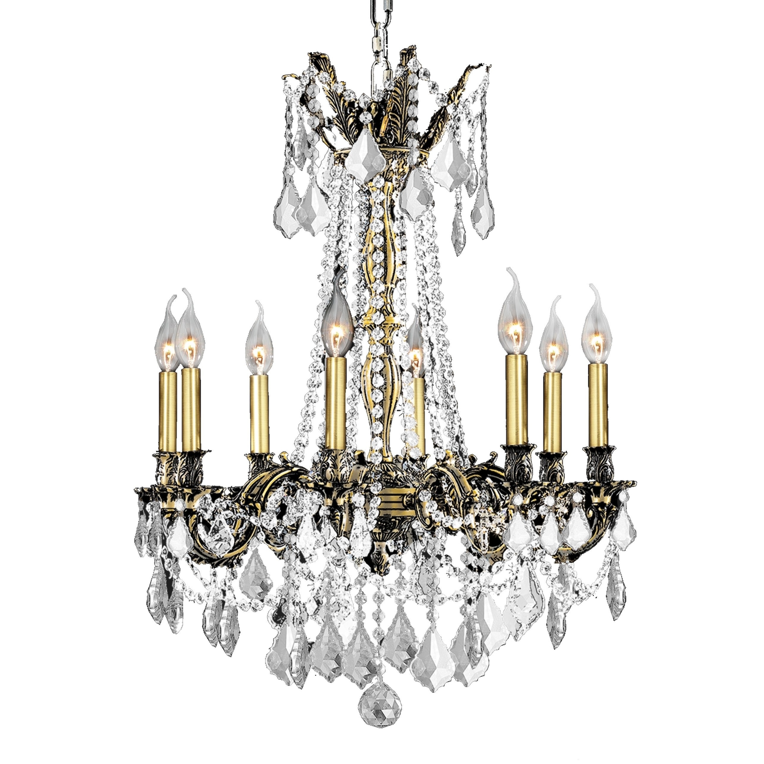 Italian Elegance 8 Light Antique Bronze Finish and Clear Crystal Traditional Chandelier Large 24" x (8 Lights Chandelier) - Chandeliers For Bedrooms by Overstock.com