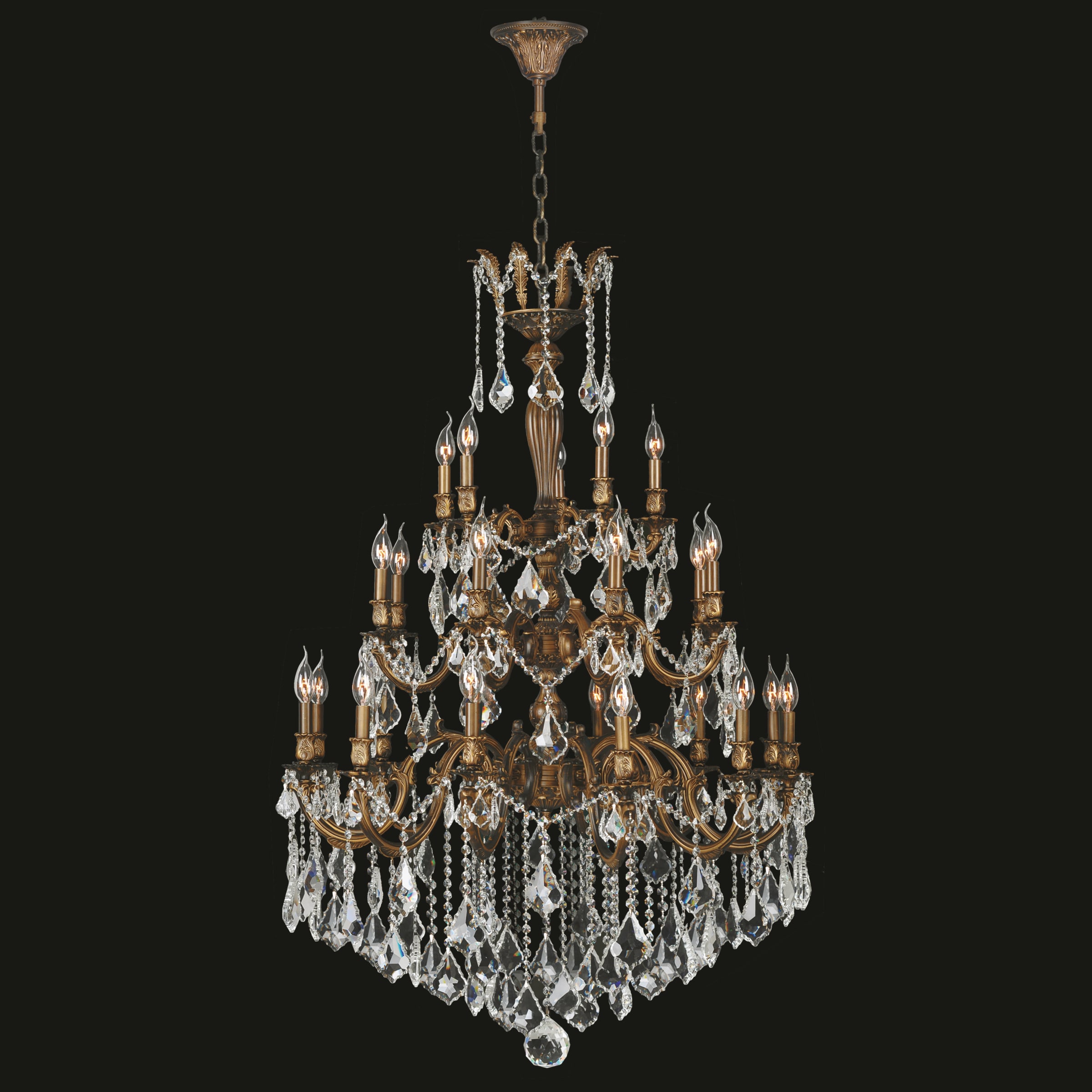 French Imperial 25 Light French Gold Crystal Chandelier Large Three 3 Tier D36" x H50" (25 Lights Chandelier) - Chandeliers For Bedrooms by Overstock.com