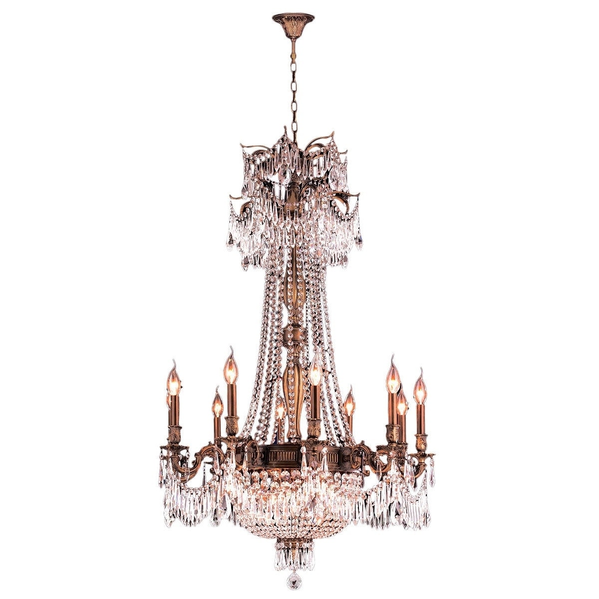 Regal Estate Collection 15 Light Antique Bronze Finish and Clear Crystal Traditional Chandelier Large 30" x 47" (15 Lights Chandelier) - Chandeliers For Bedrooms by Overstock.com