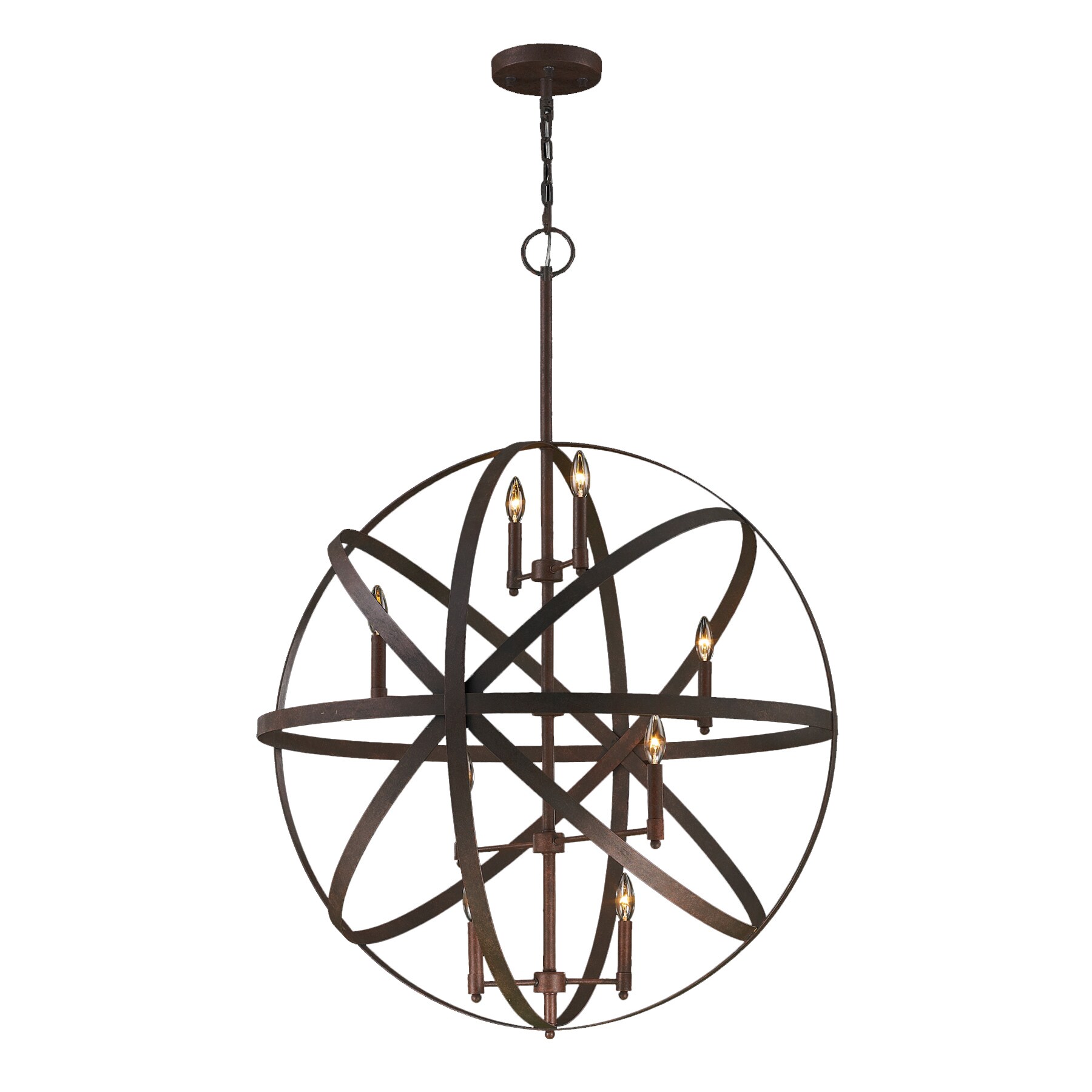 Foucault's Orb 8 Light Dark Bronze Finish Old World Industrial Pendant Chandelier 36" Large (8 Lights Pendant) - Chandeliers For Bedrooms by Overstock.com