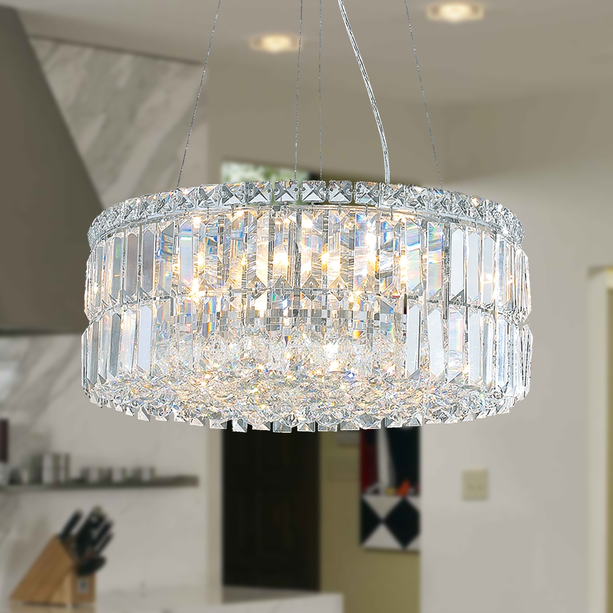 Modern Art Deco 12 Light 20 inch Round Crystal Glam Chandelier (12 Lights Chandelier) - Chandeliers For Bedrooms by Overstock.com